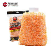 Orange Dual-Sided Microfiber & Chenille Car Wash Mitt