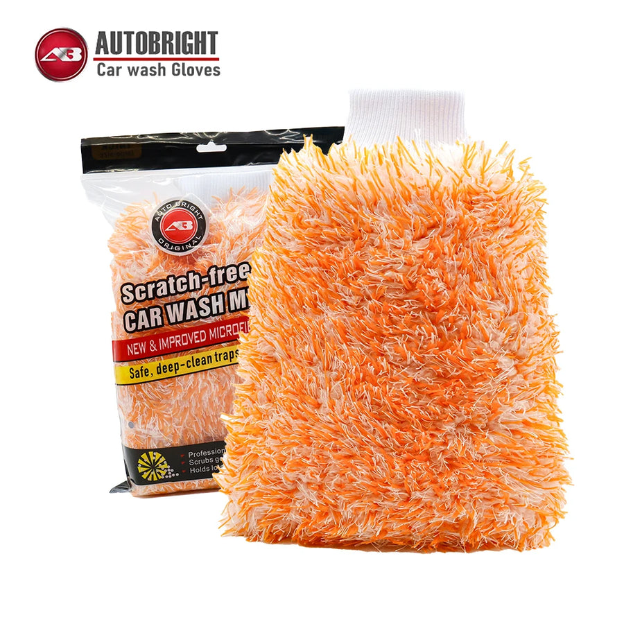 Orange Dual-Sided Microfiber & Chenille Car Wash Mitt