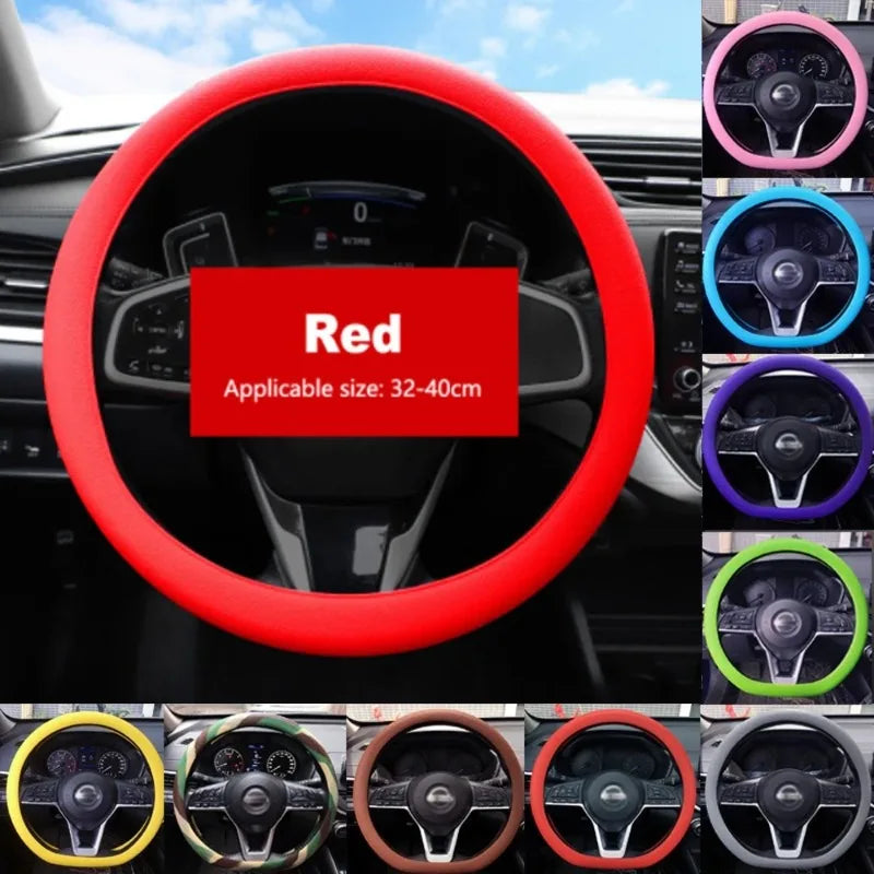 Universal Non-Slip Silicone Steering Wheel Cover – 38 cm