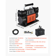 12V Dual-Cylinder Tire Inflator – 150 PSI / 10.6 CFM