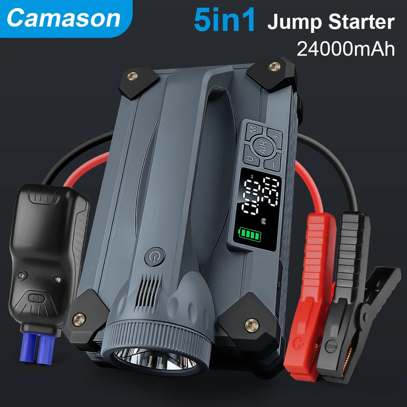 6000A 5-in-1 Car Jump Starter with Tire Inflator and 65W Power Bank