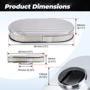 15 x 2-Inch Oval Aluminum Air Cleaner with Washable Filter