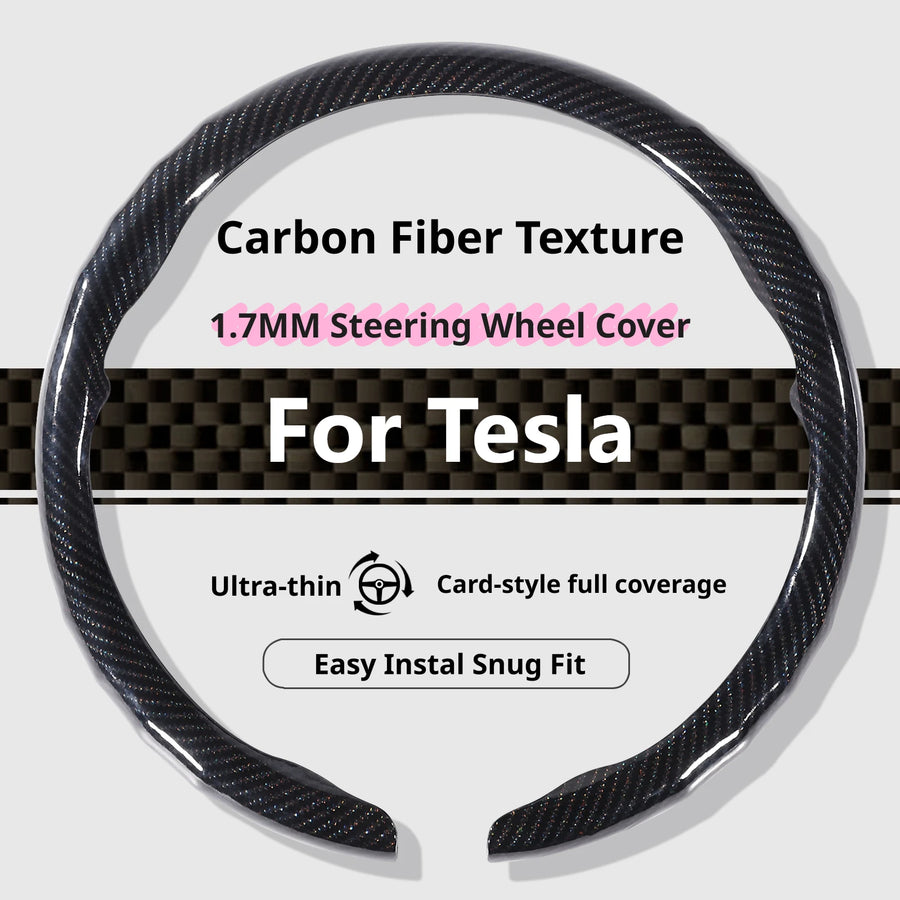 Carbon-Fiber-Texture 37-38CM Steering Wheel Cover for Tesla