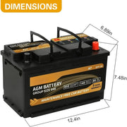 H7 Group 94R 12V 80Ah AGM Automotive Battery - 850 CCA