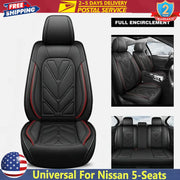 Universal PU-Leather 5-Seat Cover Set – Black or Black/Red