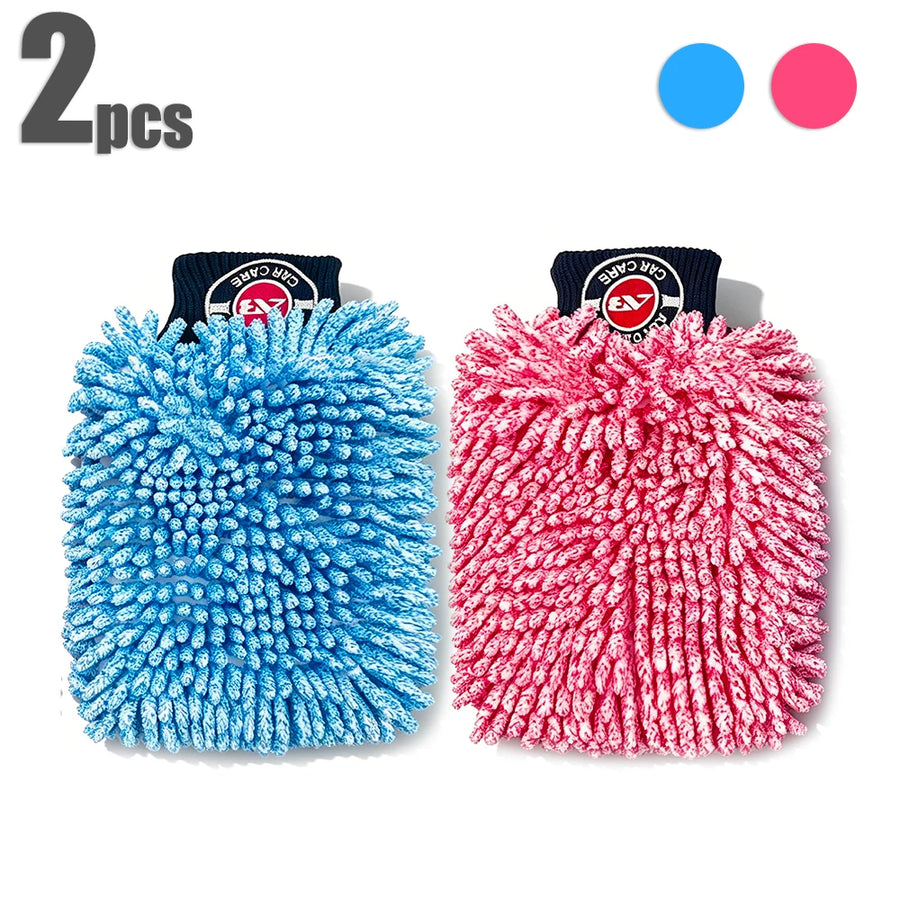 Chenille Microfiber Car Wash Mitts - 2-Pack, 29 x 19 cm