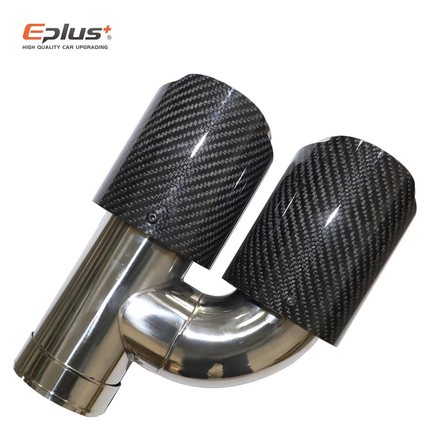Universal H-Shaped Dual-Outlet Carbon-Fiber & Stainless Steel Exhaust Tip