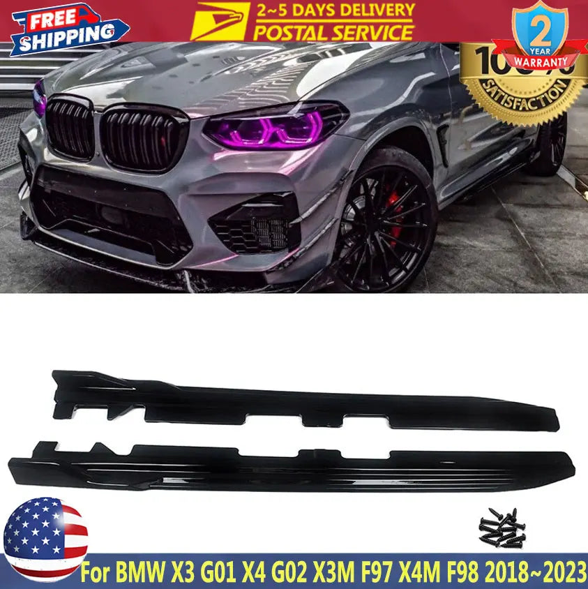 BMW X3/X4 G01/G02 Gloss-Black Side Skirt Extension Pair – 2018–2023