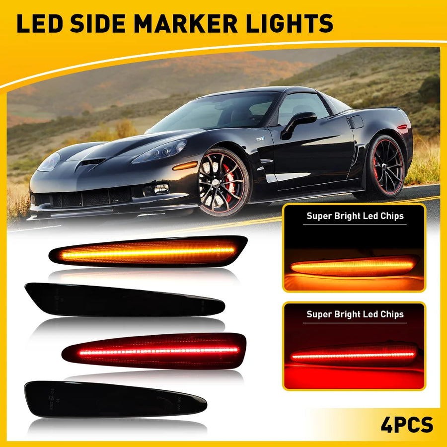 LED Front and Rear Side Marker Lights for Chevrolet Corvette C6 2005-2013