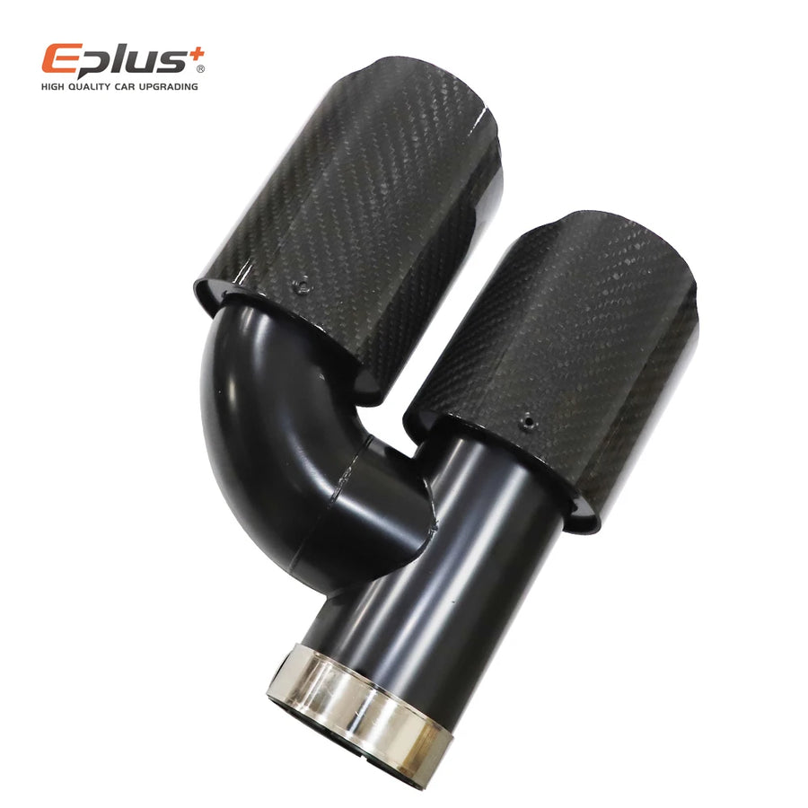 Universal H-Shaped Dual-Outlet Carbon-Fiber & Stainless Steel Exhaust Tip
