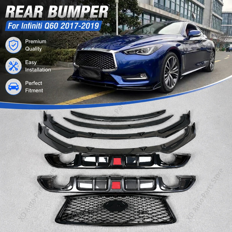 Front Bumper Lip Splitter for Infiniti Q60/Q60S 2017-2019