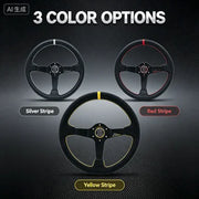 350 mm Deep-Dish Racing Steering Wheel – Red, Yellow or White