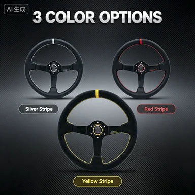 350 mm Deep-Dish Racing Steering Wheel – Red, Yellow or White