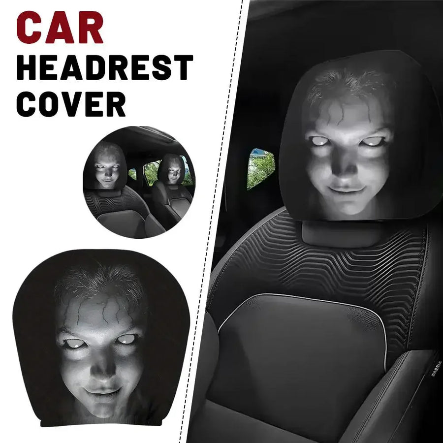 2-Piece Horror Design Car Headrest Covers – Universal Halloween Seat Decor