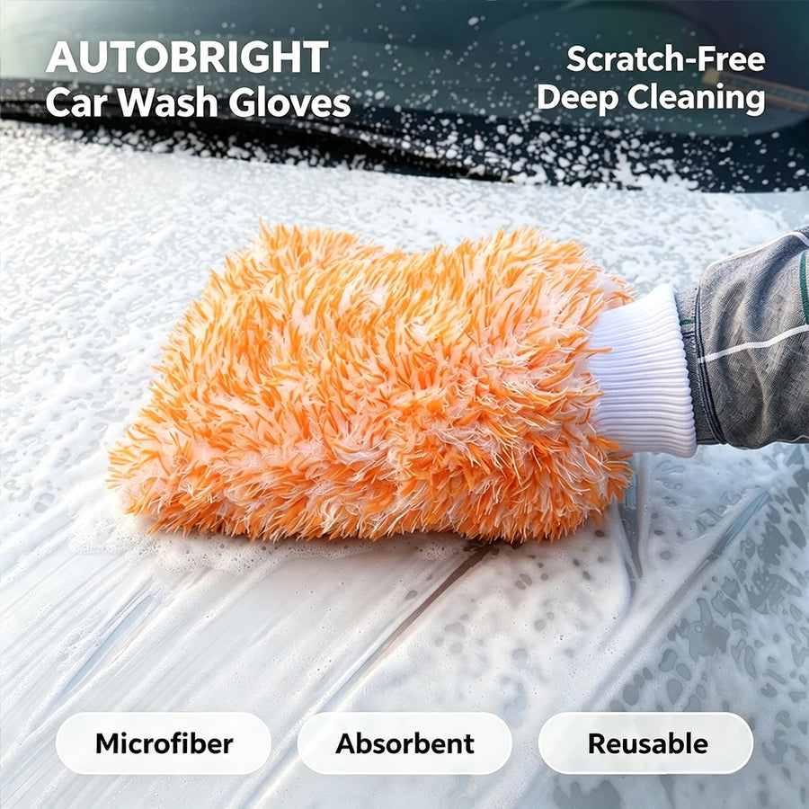 Orange Double-Sided Microfiber Car Wash Mitt