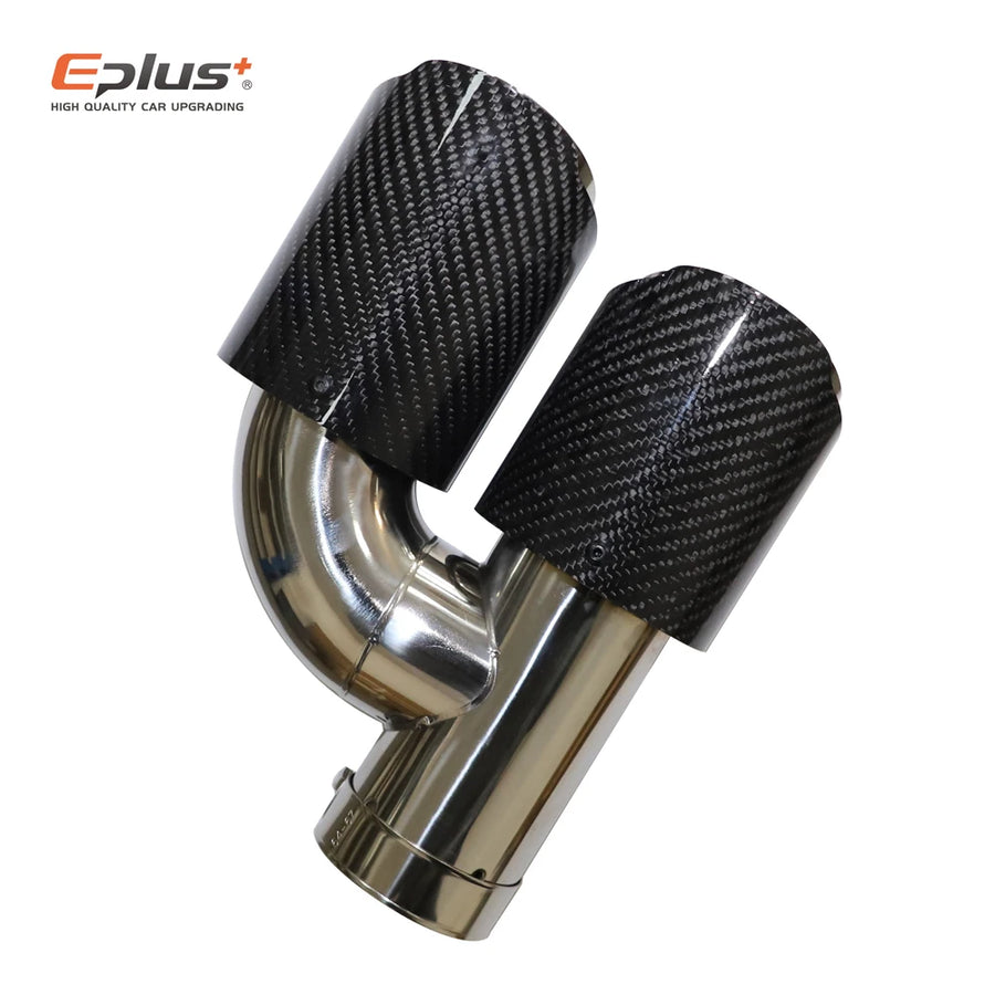 Universal H-Shaped Dual-Outlet Carbon-Fiber & Stainless Steel Exhaust Tip
