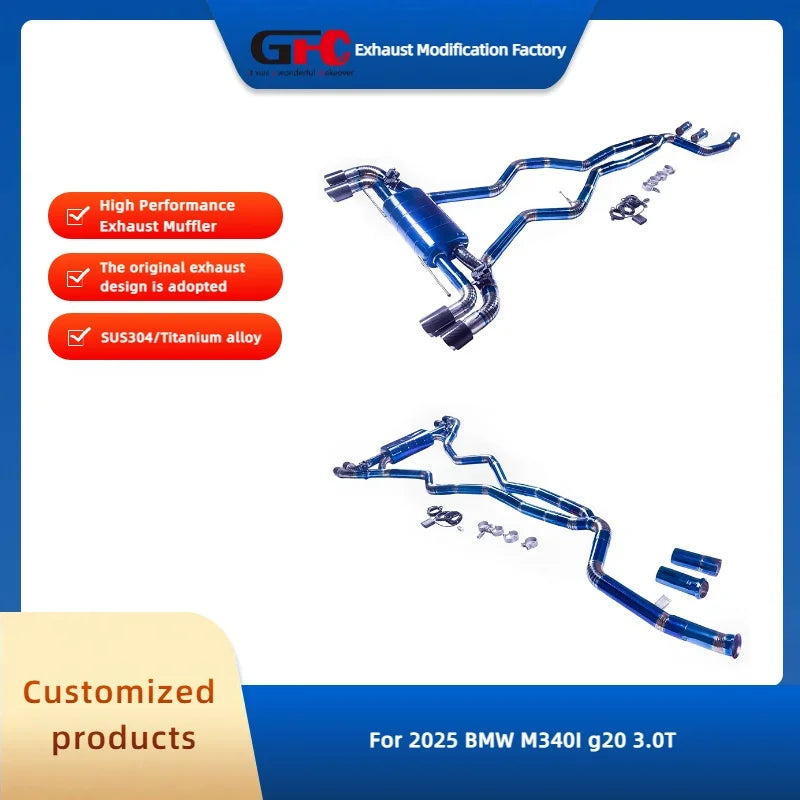 Titanium Alloy Valved Cat-Back Exhaust System for BMW M340i G20 3.0T 2025