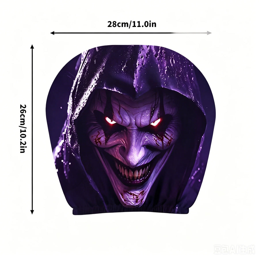 2-Piece Dark Clown Car Headrest Covers – Universal Horror Decor