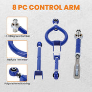 Adjustable Front Tension Rod & Rear Suspension Arm Kit for Nissan 240SX S13