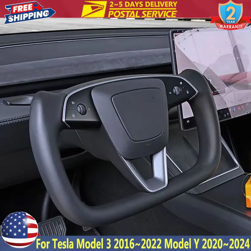 350 mm Heated Yoke Steering Wheel for Tesla Model 3/Y – 2017–2024