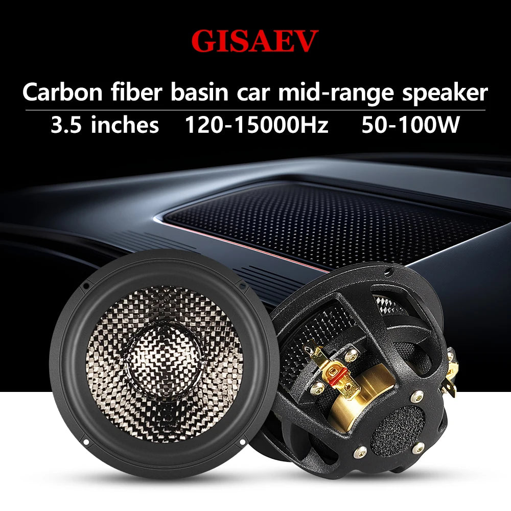 3.5-Inch Carbon-Fiber Cone Car Midrange Speaker