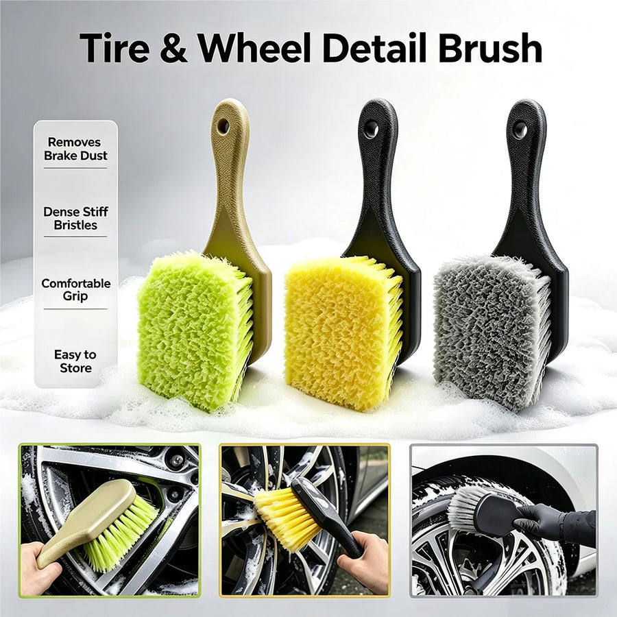 Wheel & Tire Cleaning Brush with Textured Handle