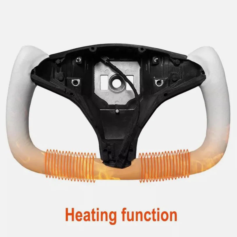 350 mm Heated Nappa-Leather Yoke Steering Wheel for Tesla Model S/X – 2014–2023