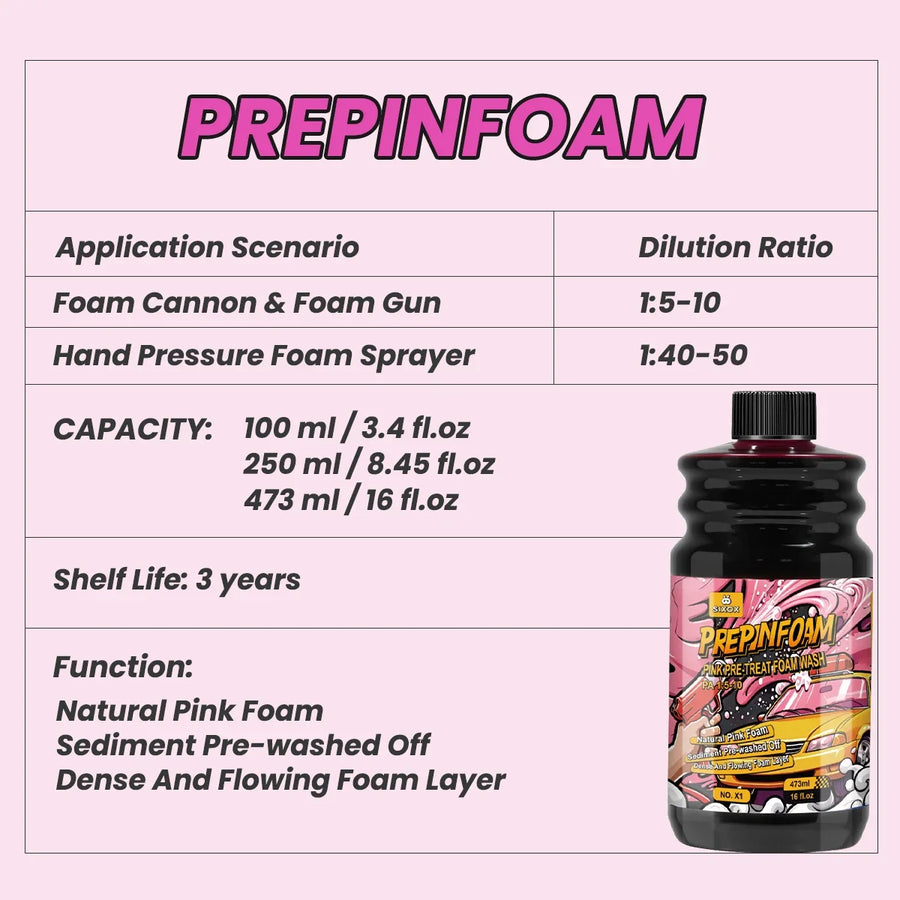Concentrated Pink Snow-Foam Car Wash Shampoo – 100–473 ml