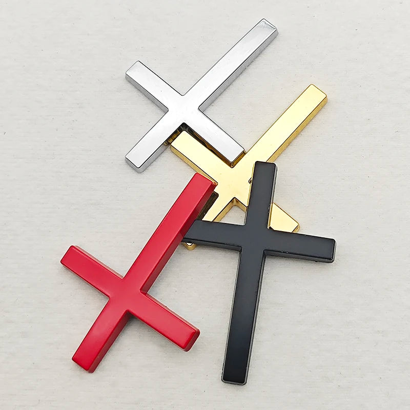 3D Metal Car Sticker Christian Cross Body Emblem Badge Decal for BMW Audi Honda Opel Ford Toyota Buick