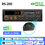 Retro 1-DIN Bluetooth Car Stereo with FM, AM, RDS, DAB, USB and AUX