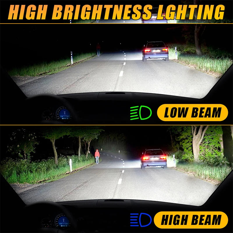 2-Piece H1/H4/H7/H11/9005/9006 LED Headlight Bulb – 6000K, High/Low Beam