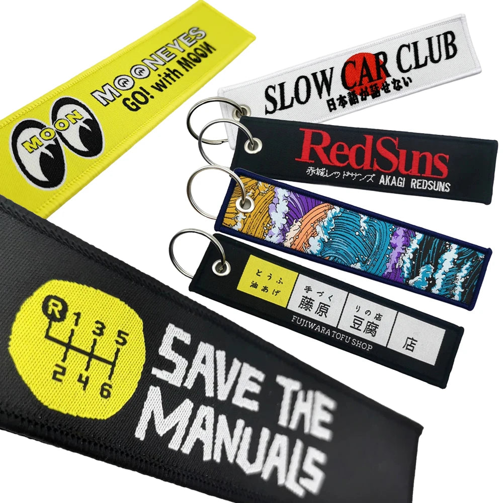 Double-Sided Embroidered Fabric Key Tag – 13 Designs