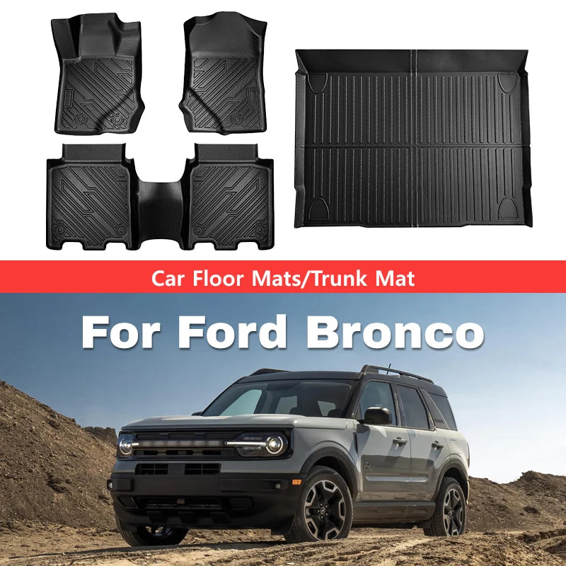 All-Weather Floor Mats and Cargo Liner Set for Ford Bronco 2021 2025 Left Hand Drive Waterproof