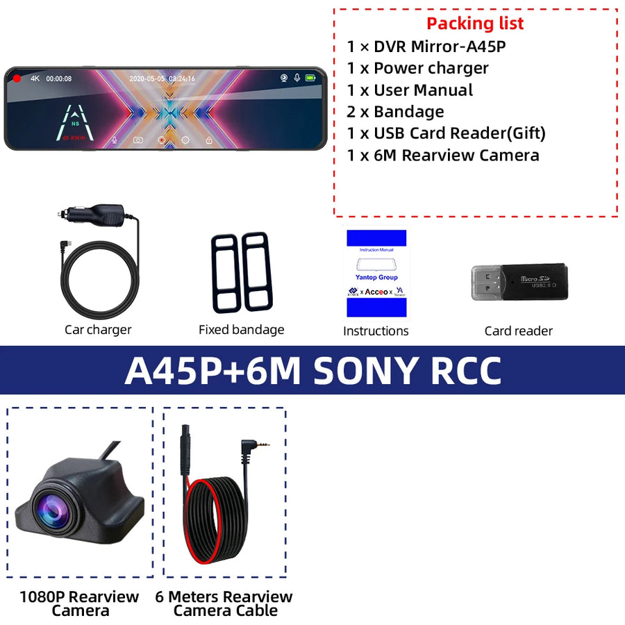 4K Dual Mirror Dash Cam