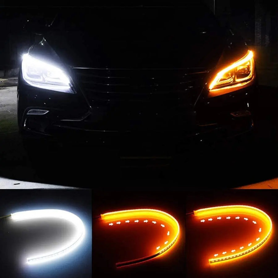Flexible 12V LED DRL and Turn-Signal Strips – 2 Pieces