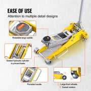 2/3-Ton Aluminum Hydraulic Racing Floor Jack with Dual-Piston Quick Lift