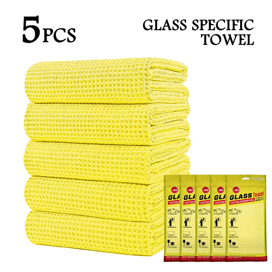 40 x 40 cm Waffle Microfiber Glass Towels - Multi-Pack