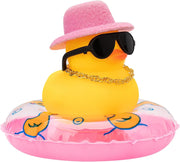 Summer Rubber Duck Dashboard Ornament with Sun Hat and Swim Ring