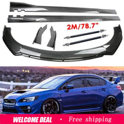 Carbon-Fiber-Look Universal Front Lip & Side Skirt Kit