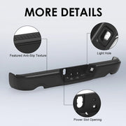 Black Rear Bumper for 2009–2018 Ram 1500 Dual Exhaust, No Sensors