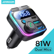 Joyroom 81W Bluetooth 6.0 FM Transmitter and USB Car Charger