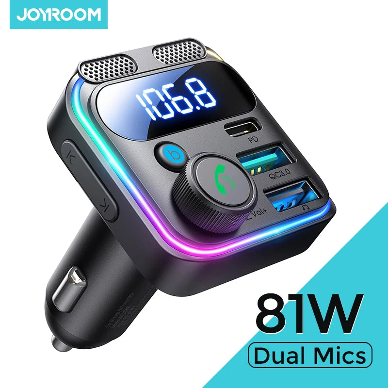 Joyroom 81W Bluetooth 6.0 FM Transmitter and USB Car Charger
