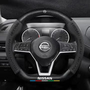 Carbon-Fiber-Style Steering Wheel Cover for Nissan – 37–38 cm