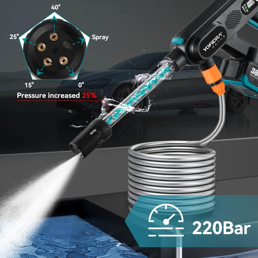 5-in-1 Cordless Pressure Washer Gun for 18V Tool Batteries
