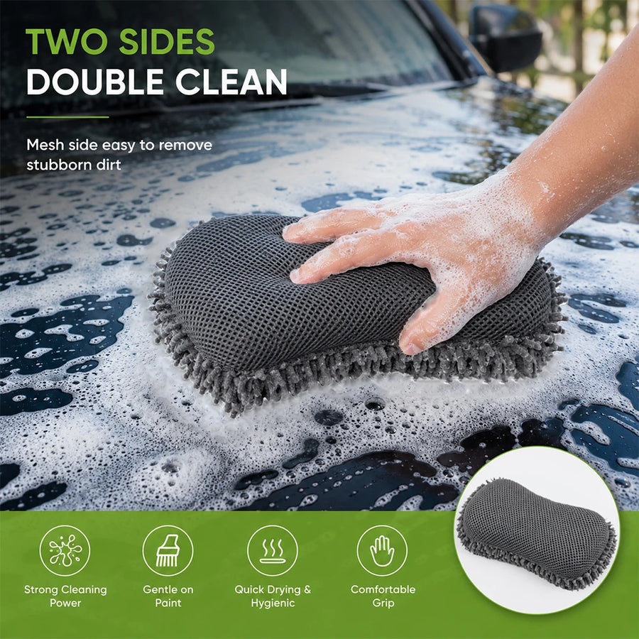 Chenille Microfiber Car Wash Sponges - 2-Pack, 23 x 13 cm