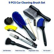 9-Piece Car Detailing Brush Set for Interior & Exterior
