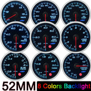 52mm 8-color Oil Pressure, Oil Temperature, Turbo Boost and More Automotive Gauge