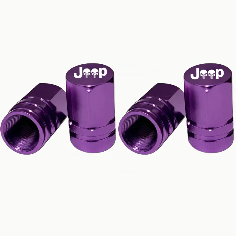4-Piece Aluminum Tire Valve Cap Set for Jeep Models