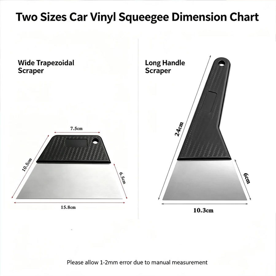 Stainless Steel Vinyl Wrap Squeegees - Long or Short Handle