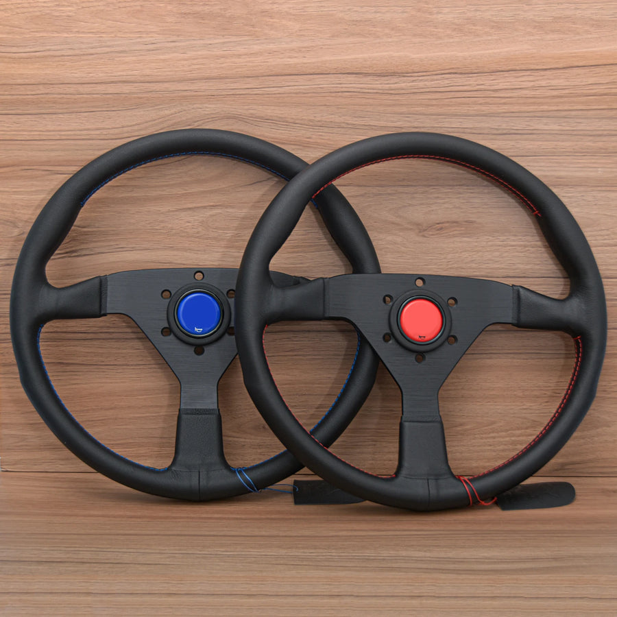 Universal 14-inch Monte Carlo Style Leather Sport Steering Wheel